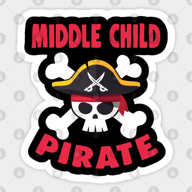Pirate Middle Jolly Roger Funny Skull For Family Matching Sticker by Blink_Imprints10